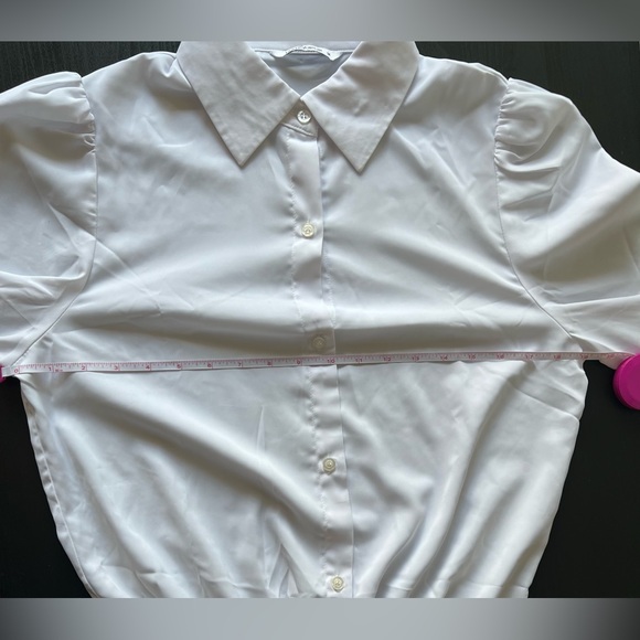 LIKE NEW Mangopop Long Sleeve Button Down Collared Bodysuit White Size M - Picture 5 of 14